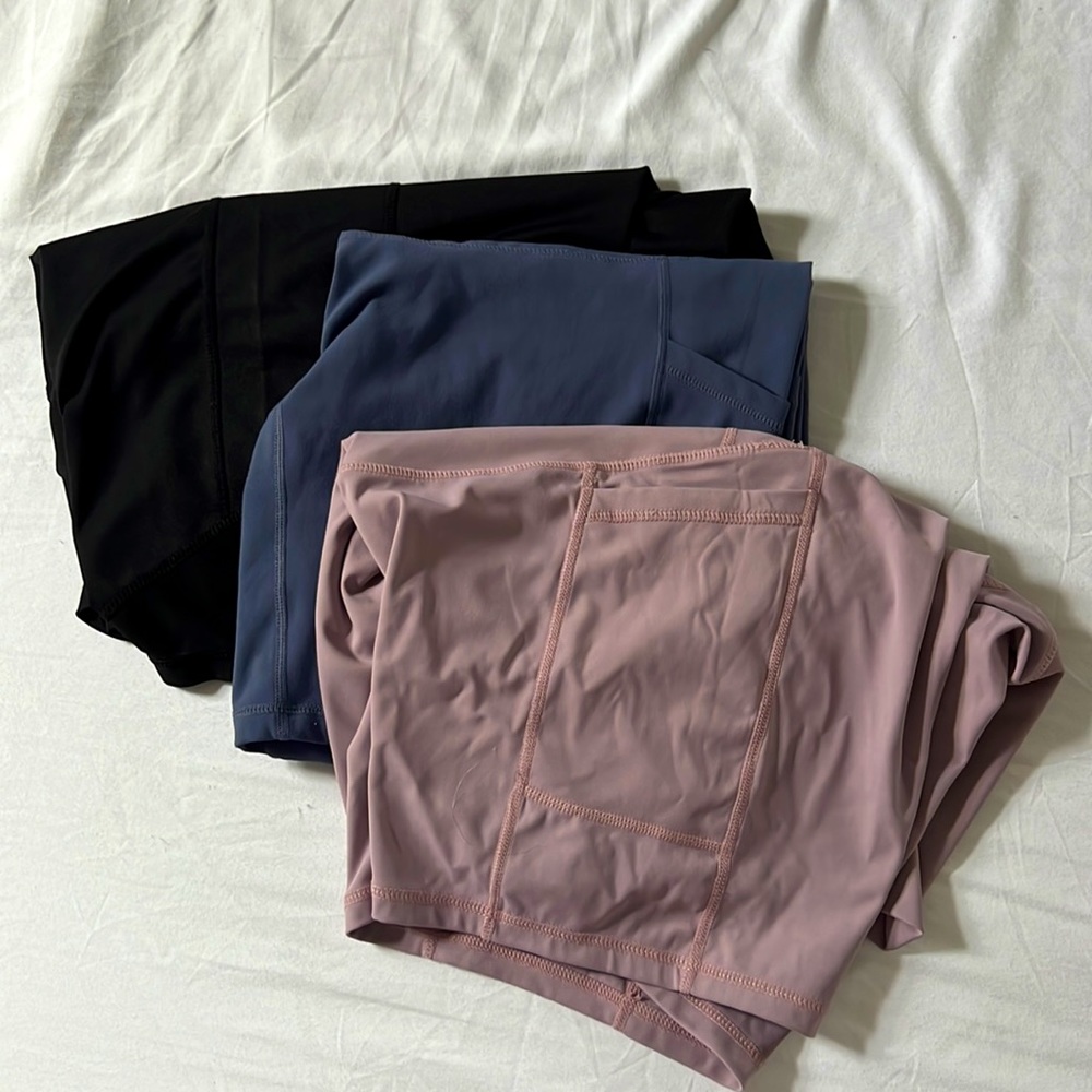 Lot of 3 maternity shorts size Large - Black, Blue, Pink - EUC